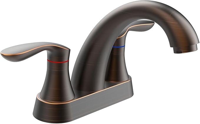 Bathroom Faucet, 4 Inch Bathrooms Faucets for Sink 3 Hole, Centerset Bathroom Sink Faucet with Pop Up Drain and cUPC Lead-Free Hose(ORB)