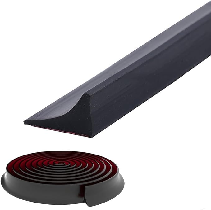Shower Threshold Water Dam,Self Adhesive Silicone Waterproof Barrier Bathroom and Kitchen Shower Water Stopper Guard for Dry And Wet Separation Caulk Seal Strip Edge Trim(98Inch, Black)