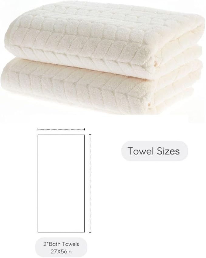 BAGNO MILANO Turkish Bath Towels, Soft Plush Jacquard Luxury Bath Towels, Quick Dry Towel Set (Navy, 2 pcs Bath Towel Set)