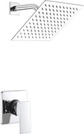 POP SANITARYWARE Single Function Shower Trim Kit with Rough-in Valve, Bathroom Rain Shower Set Bath Rainfall Shower Faucet System with Square Stainless Steel Metal Showerhead, Polished Chrome