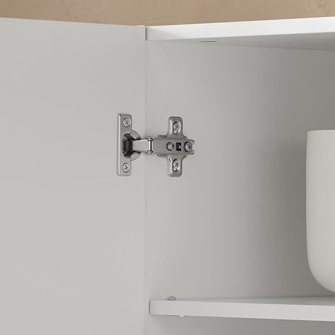 SoBuy Wall Cabinet Laundry Room, Medicine Cabinet for Kitchen Bathroom Garage, Wall Storage Cabinet with Adjustment Shelves, White FRG231-L-W