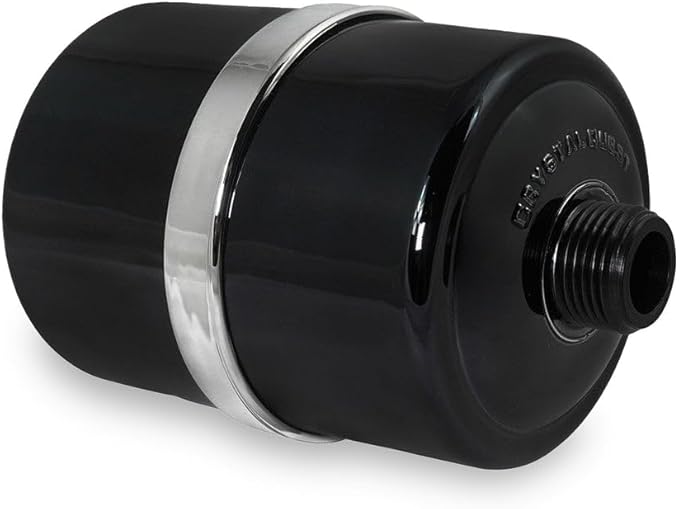 Crystal Quest Shower Filter without Shower Head - Black - Advanced Multi Stage Filtration for Cleaner Water - Removes Chlorine, Heavy Metals - Promotes Healthier Skin, Softer Hair - Long-Lasting