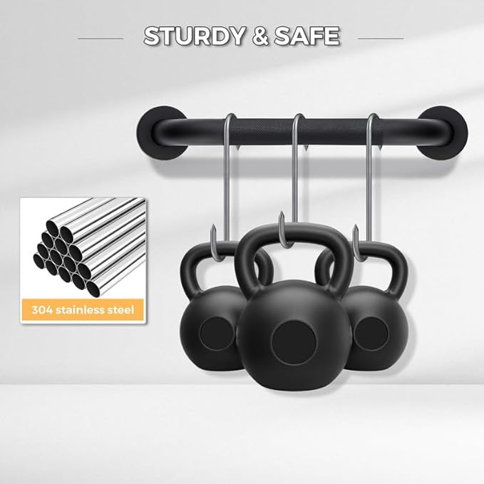 Grab Bars for Shower, 1 Pack 24-Inch Anti Slip Shower Handles for Elderly, Safety Shower Grab Bar, Stainless Steel Handicap Grab Bars for Bathroom (Black 1" Diameter)