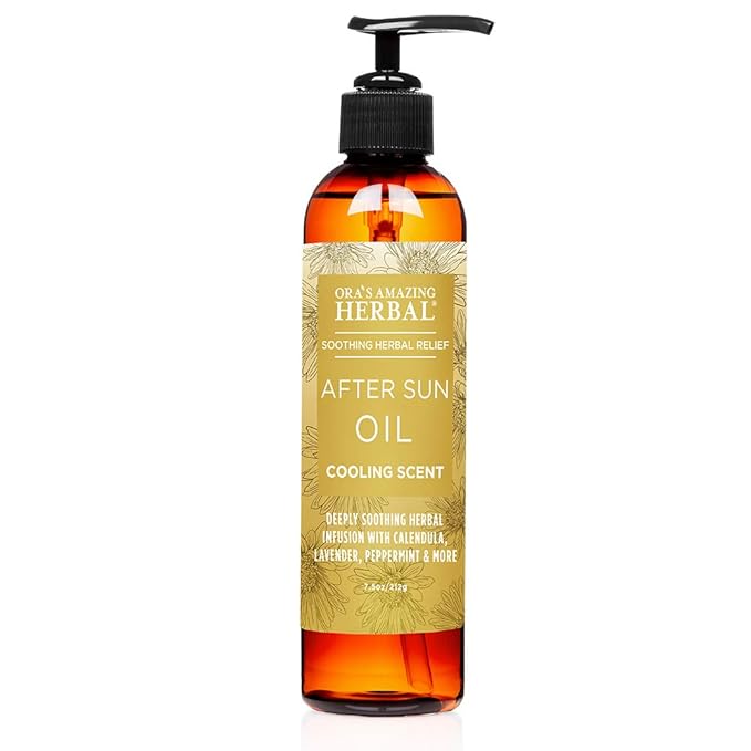 Ora's Amazing Herbal After Shave Oil For Women, After Sun and Dry Skin Moisturizer, Botanical Nourishing Herbs and Essential Oils, Razor Burn, Sunburn Relief, 7.5 oz with Pump