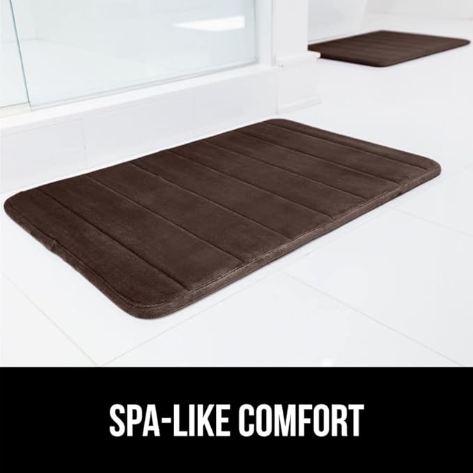 GORILLA GRIP Memory Foam Bath Mat, Soft Absorbent US Designed Bathroom Rug, Gripping Dots Machine Washable Bathmat, Cushioned Floor Mats, Shower Sink Rugs Room Décor Accessories, 30x20 Brown