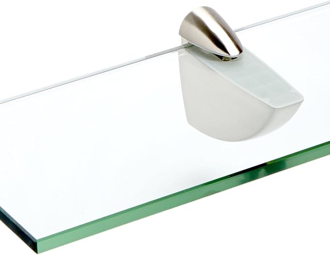 Spancraft Glass O-12x42-Brushed Steel Oriole Glass Shelf, Brushed Steel, 12" x 42"