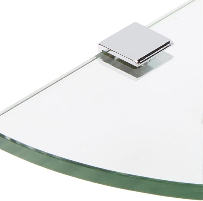 Spancraft Glass SQ6QR-CR Quarter Round Glass Shower Shelf with Square Clamp, Chrome Bracket, 6"