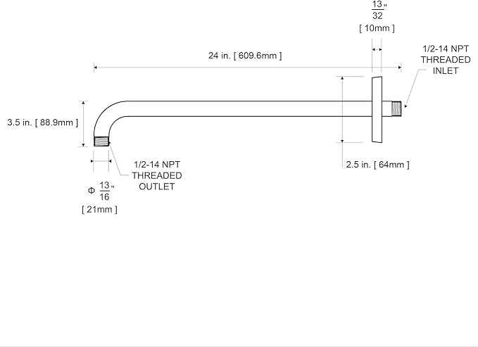 OFFO Shower Arm with Flange, 24 in Oil Rubbed Bronze Wall Mount Replacement Angle Shower Head Arm Wall-Mounted For Fixed Shower Head & Handheld Showerhead