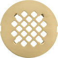 4 ¼” Brushed Light Gold Snap-in Shower Drain Cover - Gold Replacement - 4.25" OD Shower Drain Strainer - Easy Install - Premium Round Shower Drain Cover - Solid Brass Construction