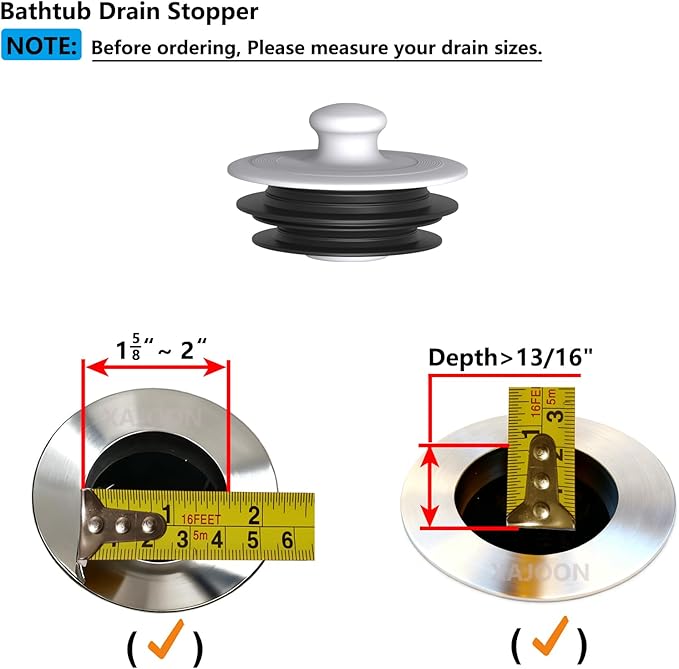 Bathtub Drain Stopper,Bathroom Sink Stopper，Drain Stopper, Sink Plug, Drain Plug, Silicone Stopper(1, Small+Large-Black)(Patented Design)