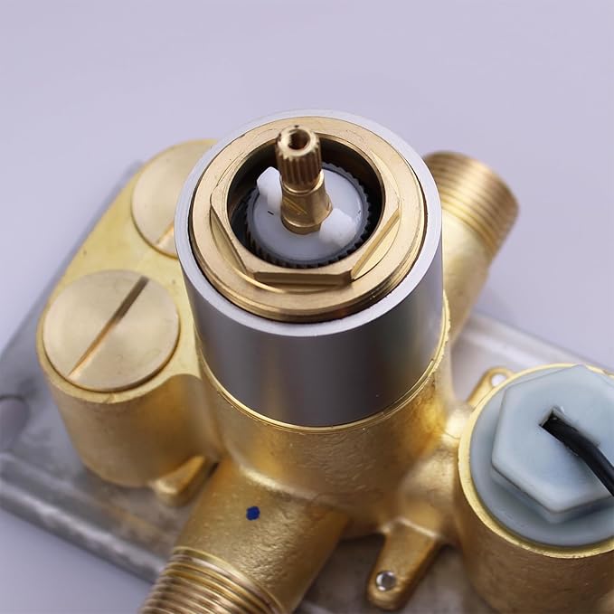 Triple Function Shower Diverter Valve Digital Display Shower Mixer Valve Kit Replacement Temperature Control Valve (Brushed Nickel)