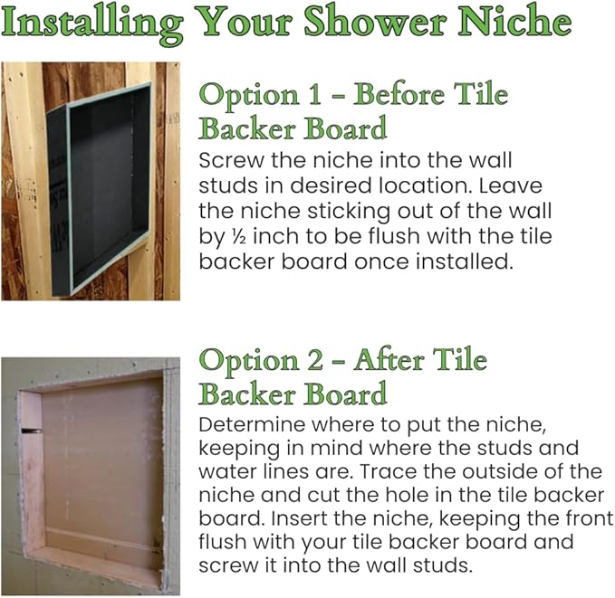 Shower Niche Insert Tile Ready, Recessed Wall Niche, Shower Inserts Kit for Bathroom Wall, Recessed Shelf Insert, Lightweight, Grid Surface for Easy Tile Application, Rectangle, 14x22 Inches