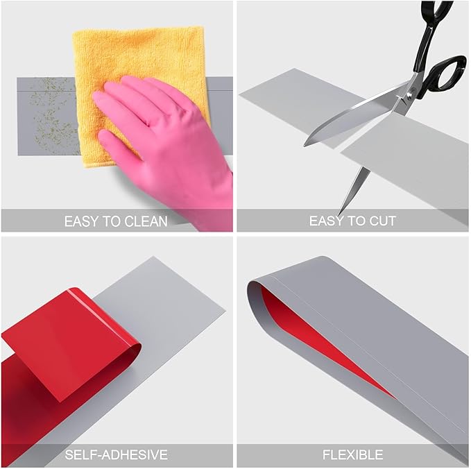 Duzzy Flexible Baseboard Molding Trim, 5 Inch(W) x 20 Feet(L) Peel and Stick Rubber Wall Trim Molding, Self-Adhesive Vinyl Wall Base Cove Base (Grey)