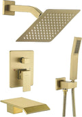 JOYWELL Bathroom Shower Faucets sets Complete Brushed Gold Bath tub Shower Faucet set with 8" Shower Head/Handheld Shower and Tub Faucet Combo