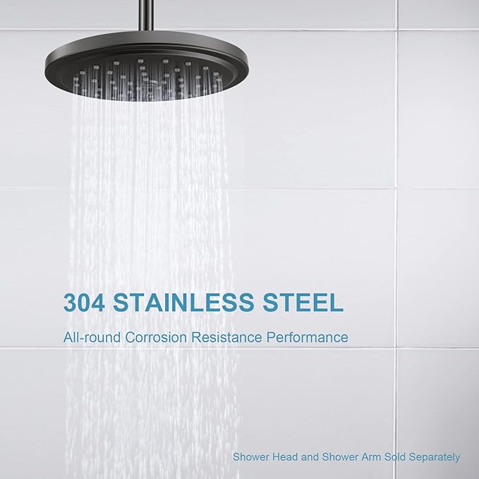 OFFO Shower Arm with Flange, 3 in Oil Rubbed Bronze Ceiling Mount Replacement Rain Shower Head Straight Arm Ceiling-Mounted For Fixed Shower Head & High Pressure Rain