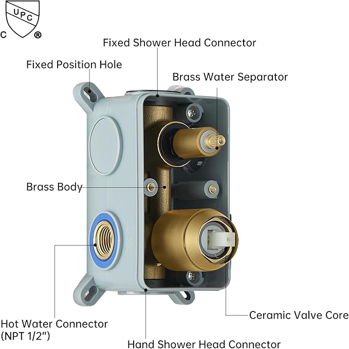 BESy Shower System with 10 Inch Round Rain Shower Head and Handheld Wall Mounted, High Pressure Rainfall Shower Faucet Fixture Combo Set with 2 in 1 Handheld Showerhead for Bathroom, Brushed Gold