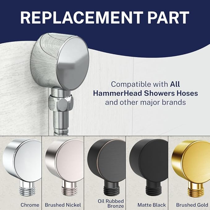 HammerHead Showers Solid Metal Drop Ell Wall Mount Elbow, 1/2" Shower Hose Connector, Round Handheld Shower Head Elbow Adapter, Shower Drop, Oil Rubbed Bronze