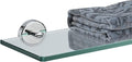 JQK Bathroom Glass Shelf Chrome, Tempered Glass Shower Storage 14 by 5 inches, 304 Stainless Steel Polished Chrome Wall Mount, TGS101L14-CH