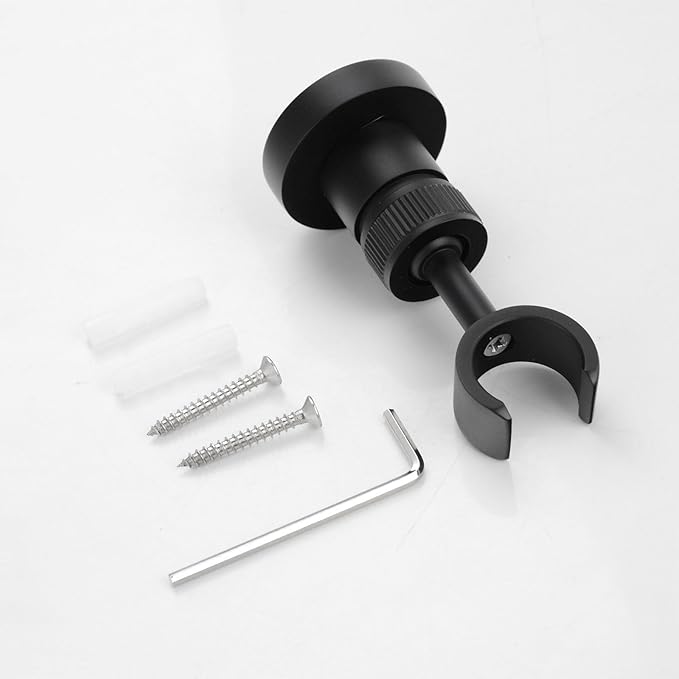 PHASAT Handheld Shower Head Holder Adjustable Solid Brass Handheld Shower Head Bracket Holder Wall Mount,Shower Wand Holder Matte Black,A13023B