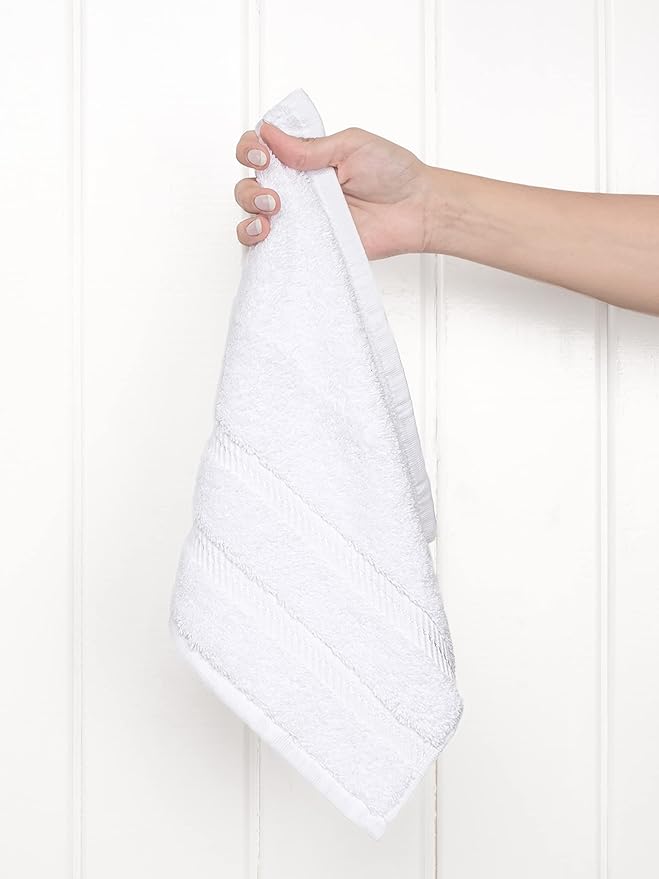 American Soft Linen Luxury Washcloths for Bathroom, 600 GSM 100% Cotton 4 Piece Turkish Wash Cloth Set, 13x13 in Soft Rags for Body and Face, White Washcloths