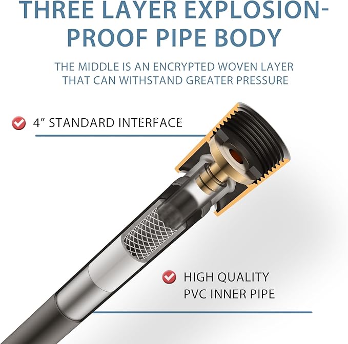 Shower Hose,Explosion Proof Anti Winding Silicone Showerhead Hose, Used In Showerheads Spray Bidet Bathing Toilet Cleaning Pet Flexible Shower hose replacement (Grey, 59 In)