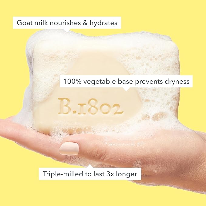 Beekman 1802 Goat Milk Body Soap Bar, Sunshine Lemon - Scented - 9 oz - Nourishes, Moisturizes & Hydrates - 100% Vegetable Soap with Lactic Acid - Good for Sensitive Skin - Cruelty Free