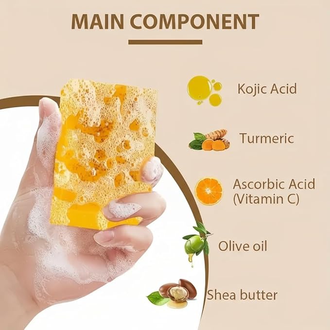 Kojic Acid & Turmeric Soap, Turmeric Kojic Acid Soap for Face and Body, Organic Daily Use Skin Care Soaps, Gentle Cleansing Suitable for All Skin Types (2pcs)