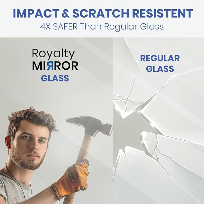 Royalty Fixed Shower Screen - 24" x 76" Frameless 3/8" Clear Tempered Glass Panel with Hardware - Easy Clean Smart Guard Coating - Minimalist Modern Design for Bathroom - Chrome