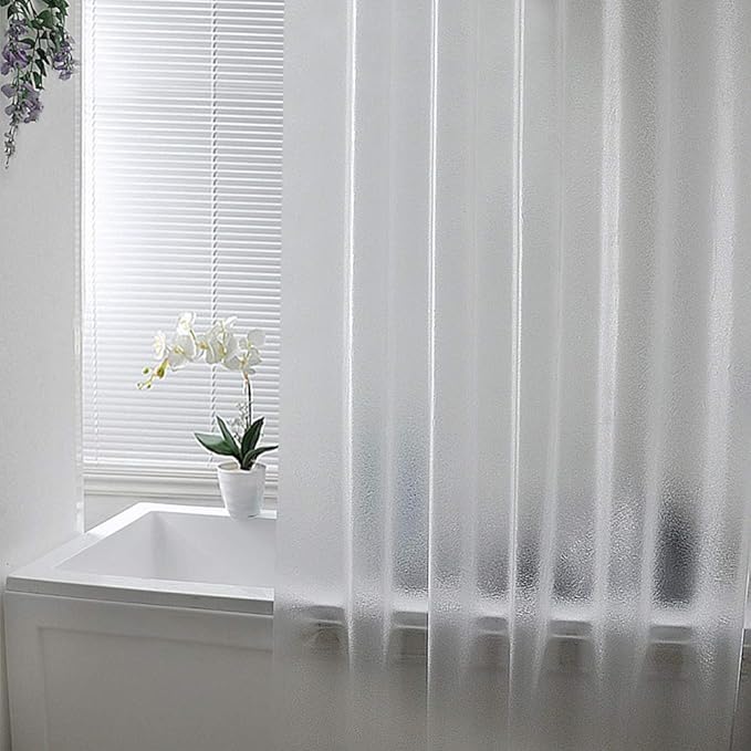 AooHome Shower Stall Curtain Liner for Small Size 48x72 Inch, 8G Eva RV Shower Curtain Frosted Pattern, Narrow Standing Single Water Repellent Shower Liner, Semi Transparent