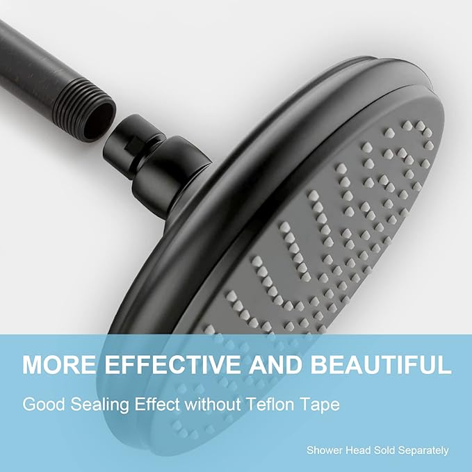 OFFO Shower Arm with Flange, 10 in Oil Rubbed Bronze Ceiling Mount Replacement Rain Shower Head Straight Arm Ceiling-Mounted For Fixed Shower Head & High Pressure Rain