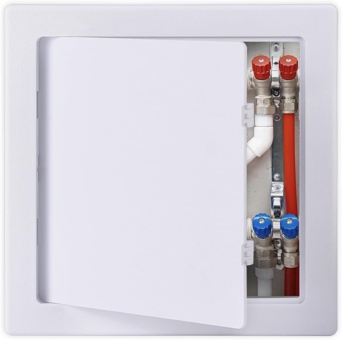Suteck Plastic Access Panel for Drywall Ceiling 12 x 12 Inch Reinforced Plumbing Wall Access Doors Removable Hinged White