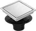 6 Inch Square Shower Floor Drain, Shower Drain Kit with Flange and 2 in 1 Tile-Insert Cover, Square Shower Drain, SUS 304 Stainless Steel Floor Drain,Silver