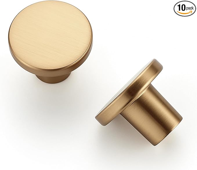 Ravinte 10 Pack Cabinet Knobs Champagne Bronze Kitchen Cabinet Knobs Round Dresser Drawer Knobs Drawer Pulls Closet Door Knobs 1-1/5 Inch