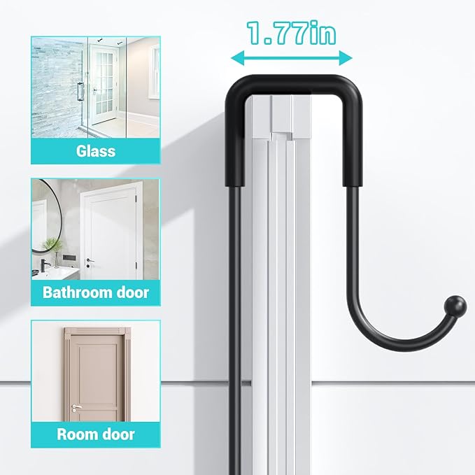 Over the Door Shower Caddy Hanging: Black Rustproof Shower Organizer over the Door - No Drilling Bathroom Rack for Inside