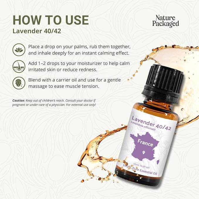 Lavender 40/42 Essential Oil Direct from France - Essential Oil for Candle Making and Soaps - Pure Lavender 40/42 Oil for Aromatherapy, Skincare, Haircare, Perfumes (8oz)