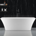 59 in Acrylic Freestanding Bathtub, Deep Soaking Tub with Non-Slip Base, cUPC Certified Free Standing Tub, Chrome Drain Bath Tub, Modern Tub for Bathrooms, White
