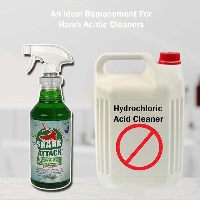 Shark Attack Organic - Bathroom Cleaner & Protectant - 32 oz (2), Green