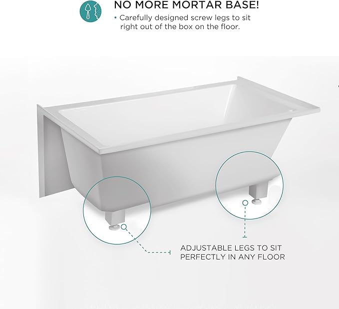 Fine Fixtures Acrylic, Fiberglass Alcove Soaking Bathtub with Integral Apron Front - Drain Included (66" x 36", Left Hand, White)