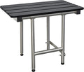 32-inch x 15-inch ADA Bariatric Folding Wall Mount Bathroom Shower Seat Bench with Legs, Black Slatted Phenolic Seat