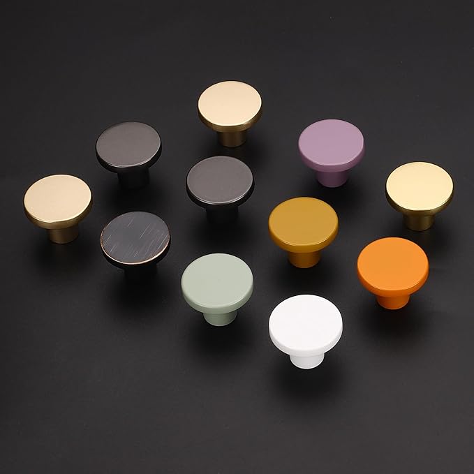 Ravinte 3 Pack Cabinet Knobs Earthy Yellow Kitchen Cabinet Knobs Round Dresser Drawer Pulls Closet Door Pulls 1-1/5 Inch