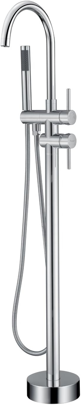 Freestanding Bathtub Faucet Tub Filler Faucets Chrome Floor Mounted Brass Bathroom Faucets with Handheld Shower