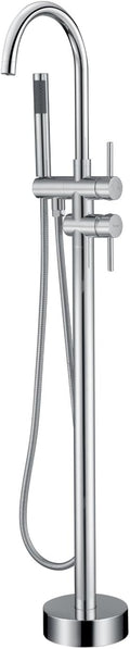 Freestanding Bathtub Faucet Tub Filler Faucets Chrome Floor Mounted Brass Bathroom Faucets with Handheld Shower