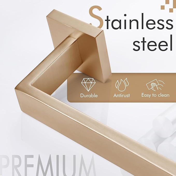 KOKOSIRI 12-Inch Towel Bar for Bathroom Kitchen Towel Holder Wall Mounted SUS304 Stainless Steel Towels Rack, Champagne Bronze B4003CPG-L12