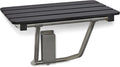 28-inch x 15-inch ADA Folding Wall Mount Bathroom Shower Seat Bench, Black Slatted Phenolic Seat