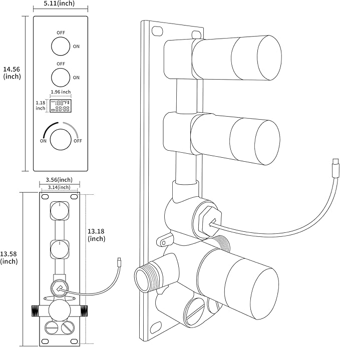 AYIVG Shower Diverter Valve Wall Mount 2 Function Solid Brass Pressure Balance Diverter Valve Rough-in Shower Mixer Valve Digital Display Shower Valve Diverter Can Run Simultaneously Brushed Nickel