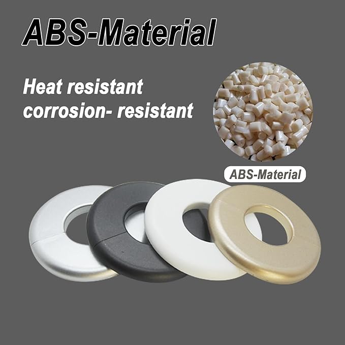2 Pieces ABS Wall Split Flange Round Self-Adhesive Escutcheon Plate Cover Plumbing Pipe Cover for Water Pipe Faucet Decoration 1.3"/33mm, Silver