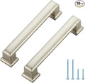 Ravinte Hardware 10 Pack Brushed Nickel Cabinet Pulls, 3-3/4 Inch (96mm) Hole Center Zinc Alloy Drawer Handles for Kitchen Cabinets, Cupboards, Dressers, Square Solid Metal Hardware