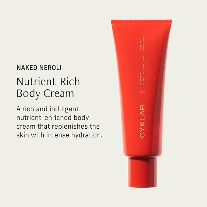 CYKLAR Nutrient Rich Body Cream. Naked Neroli Nourishing Moisturizer with Niacinamide and Banana Flower Extract. Deep Hydration, Thick Body Lotion, Dry Skin Cream for Women and Men, 8 Fl Oz