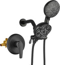 Dual Shower Faucet Set High Pressure Dual 2 in 1 Shower Combo Set Shower System with Handheld Showerhead 3-way Water Diverter Shower Trim Kit Matte Black