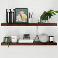 Homeforia Walnut 36 inch Floating Shelf, High End Solid Real Wood 36inch Large Shelves for Bathroom Wall, Dark Brown 36 inches Long Floating Shelves, Heavy Duty Bracket, 36 X 6.5 X 1.75 inch, Set of 4